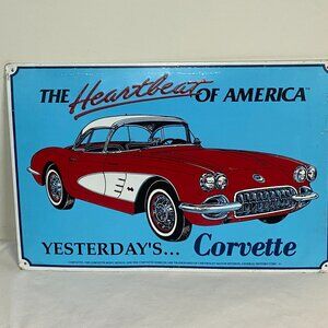 Corvette The Heartbeat of America Vintage Metal Sign 17x11 Inches